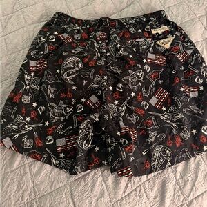 Columbia PFG Swim Shorts with Red & White fish Print men’s small